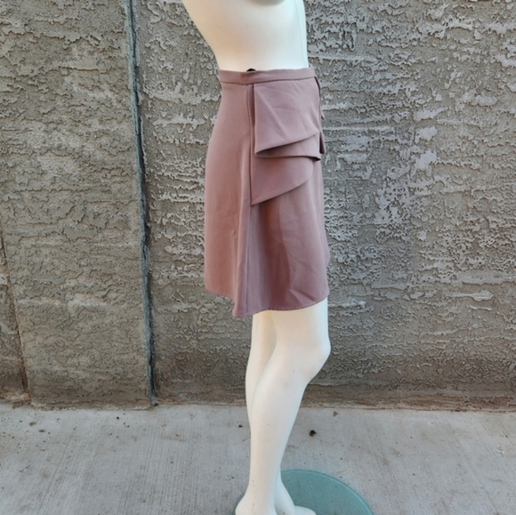 ELISABETTA FRANCHI Pleated Antique‎ Rose Crepe Mini Skirt - Picture 3 of 8